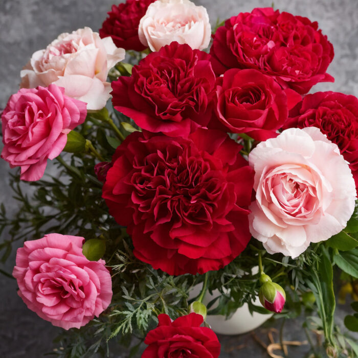 carnation and roses arrangement