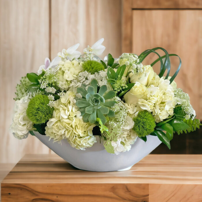 Elegant Lovey Centerpiece White Roses and Hydrangeas