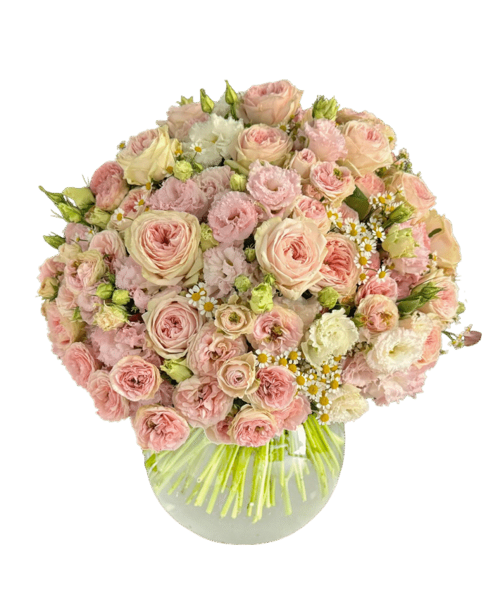 Pink-Flower-Arrangements-with-Roses-and-Wildflowers-
