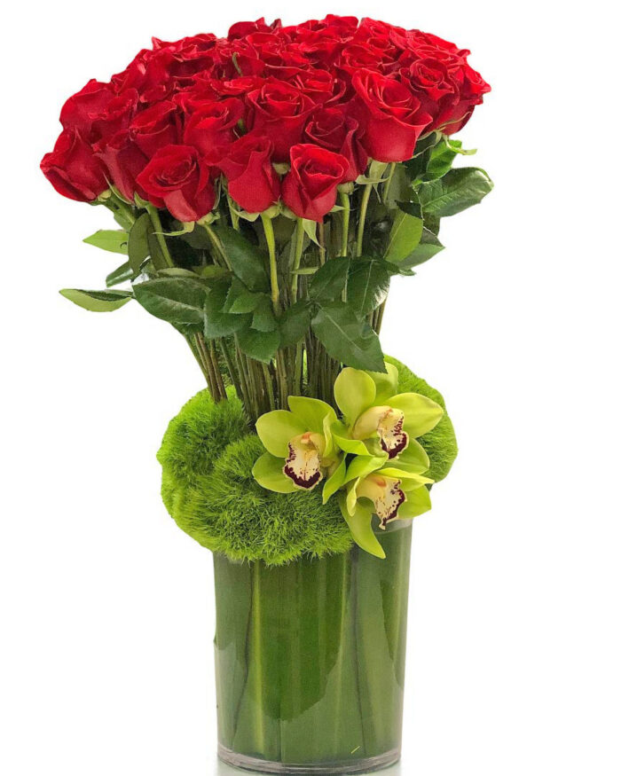 Red-Roses-and-Green-Orchids-Flower-Arrangements-