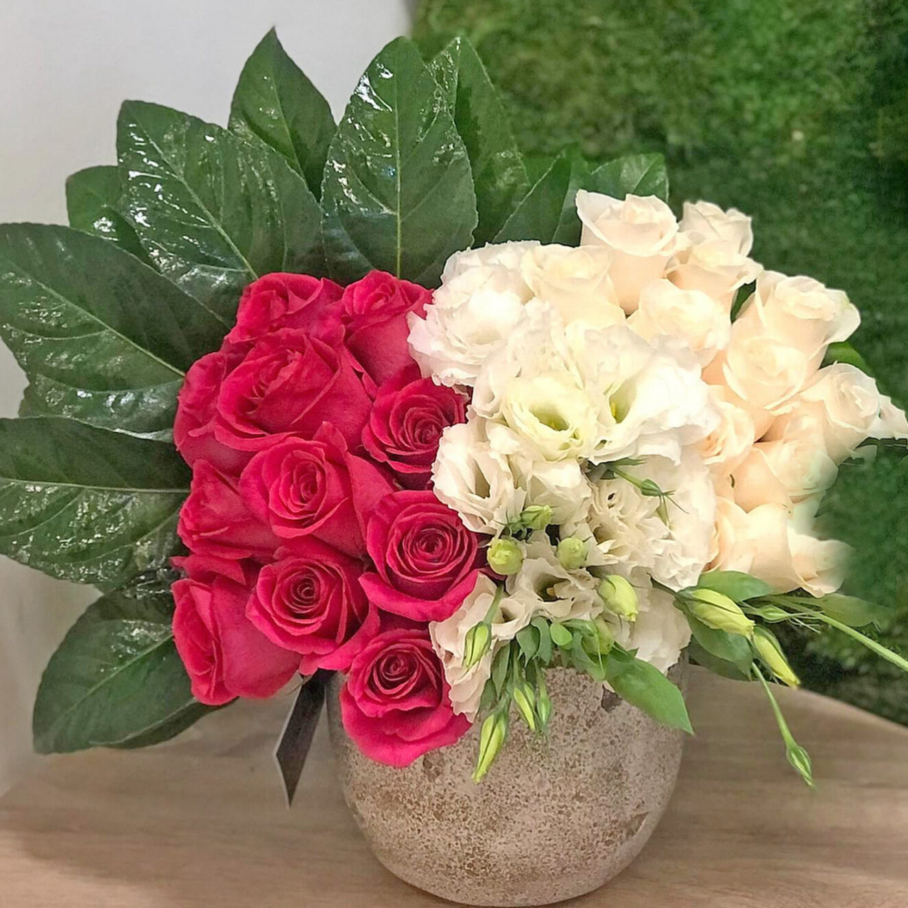 White and Red Roses Elegant Arrangement