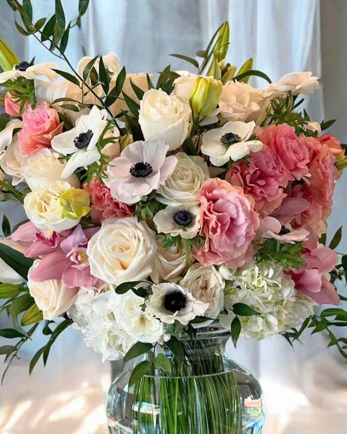 Soft white and Pink Colors flower arrangement