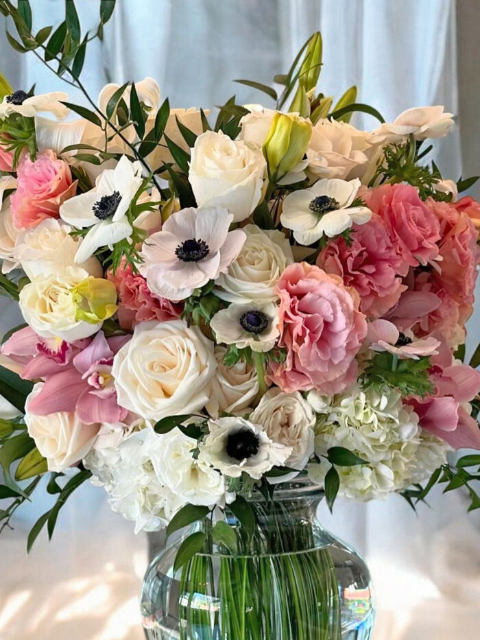 Soft white and Pink Colors flower arrangement