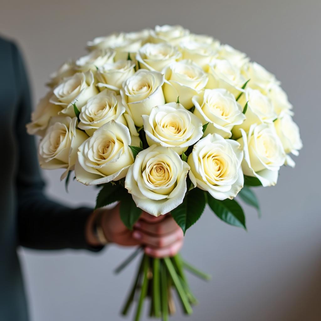 50 white roses bouquet