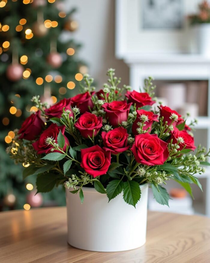 Christmas in Florida red roses arrangement