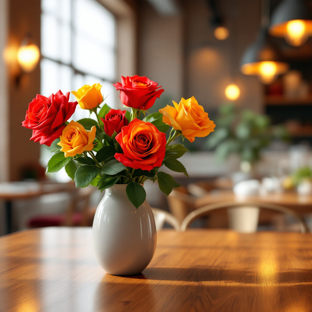 roses arrangement in restaurant(1)