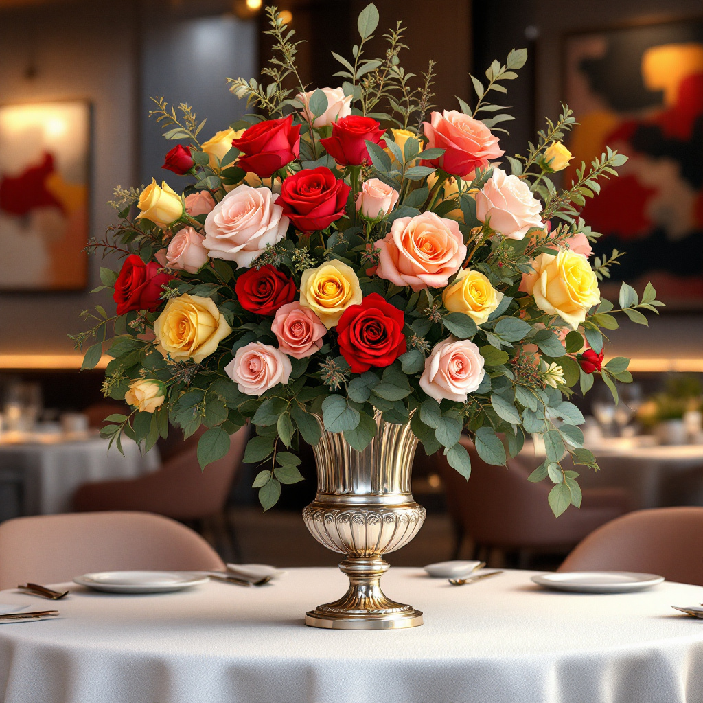 roses arrangement in restaurant(1)