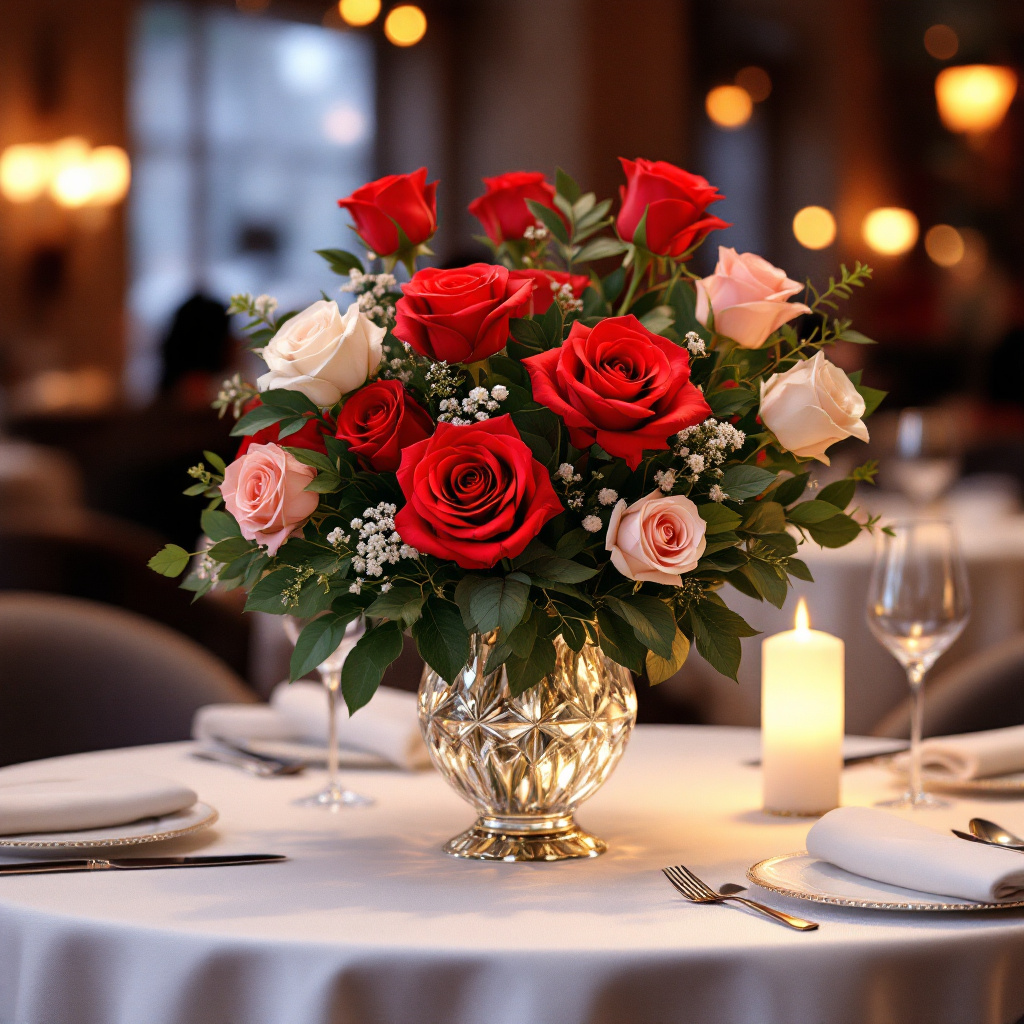 roses arrangement in restaurant(1)