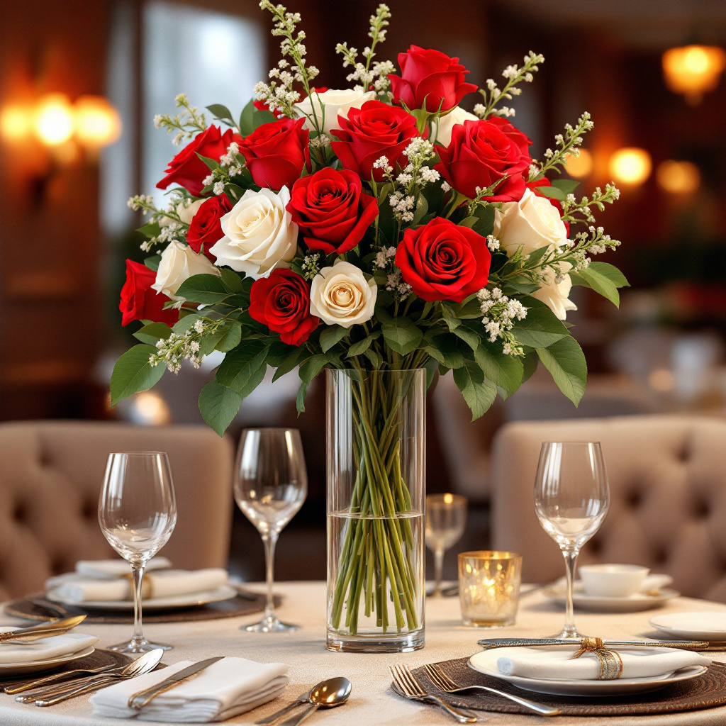 roses arrangement in restaurant(1)