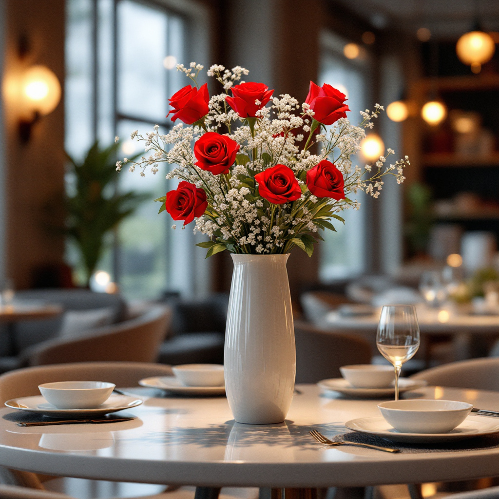 roses arrangement in restaurant(1)