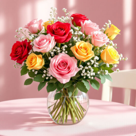 Mother’s Day flower arrangement with roses