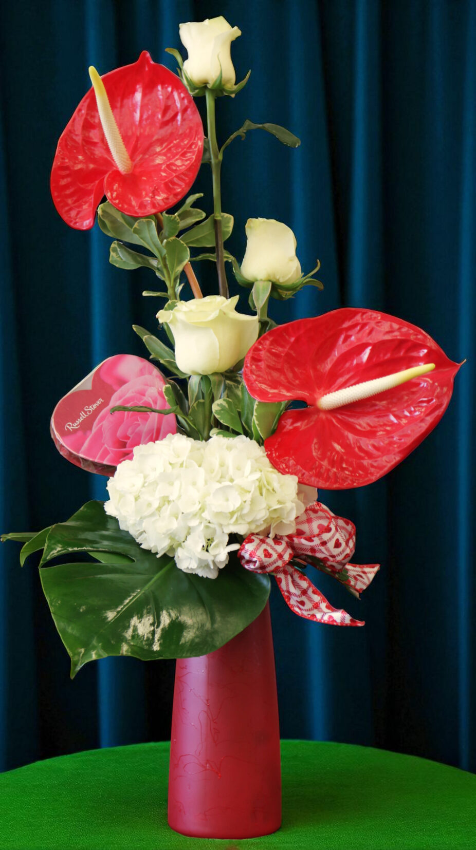 roses and anthurium