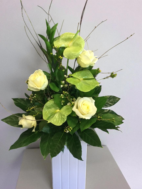 roses and anthurium