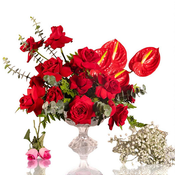 roses and anthurium