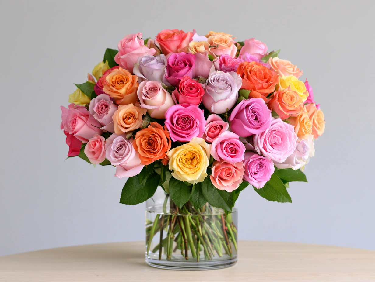 Rainbow Rose Arrangement